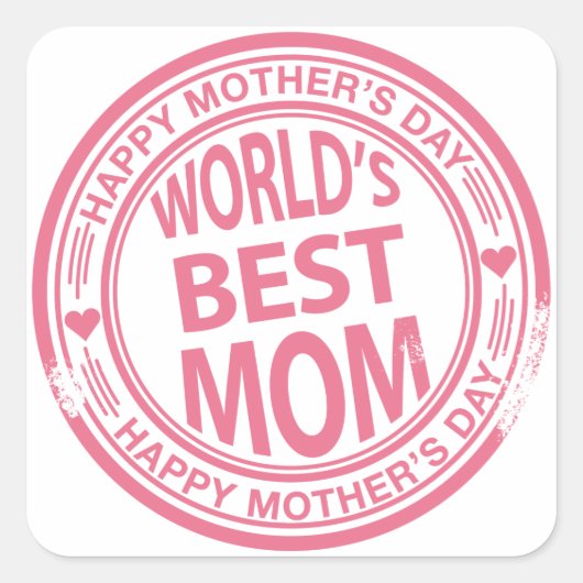 Moederdag Rubberstempel, effect Vierkante Sticker (Voorkant)