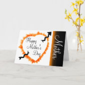 Moederdag Rustic Hollow Oranje Hart Omlijning Kaart (Gele Bloem)