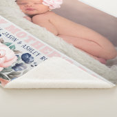 Moederdag Rustic Pink Floral Barn Wood Foto Sherpa Deken (3/4)