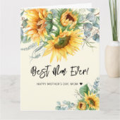 Moederdag Rustic Sunflower Eucalyptus Greenery Kaart (Voorkant)
