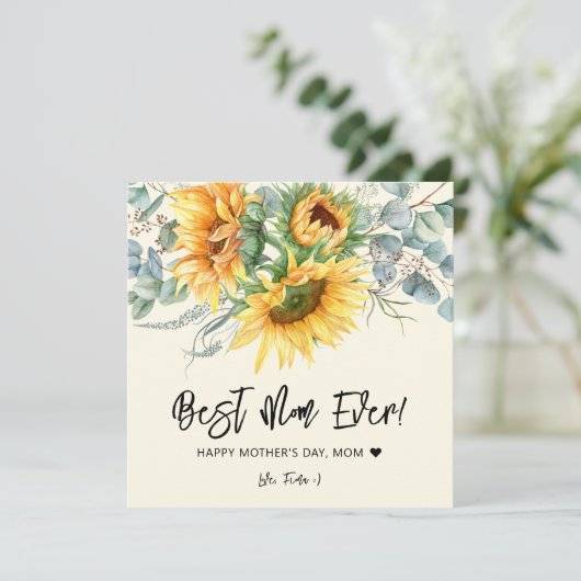 Moederdag Rustic Sunflower Eucalyptus Greenery Kaart (Staand voorkant)