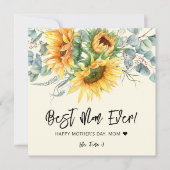 Moederdag Rustic Sunflower Eucalyptus Greenery Kaart (Voorkant)