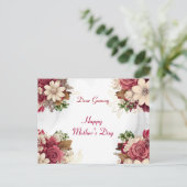 Moederdag Rustieke Rozen Bloemen Groen Granny Feestdagenkaart (Staand voorkant)