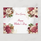 Moederdag Rustieke Rozen Bloemen Groen Granny Feestdagenkaart (Voorkant)