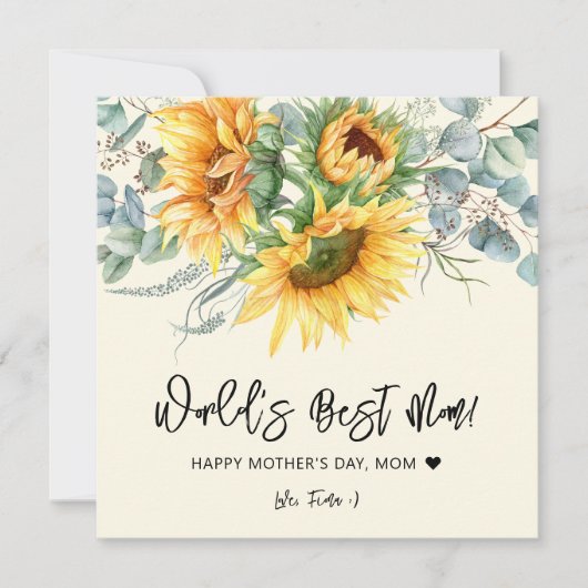 Moederdag Rustige zonnebloem Eucalyptusproet Kaart (Voorkant)