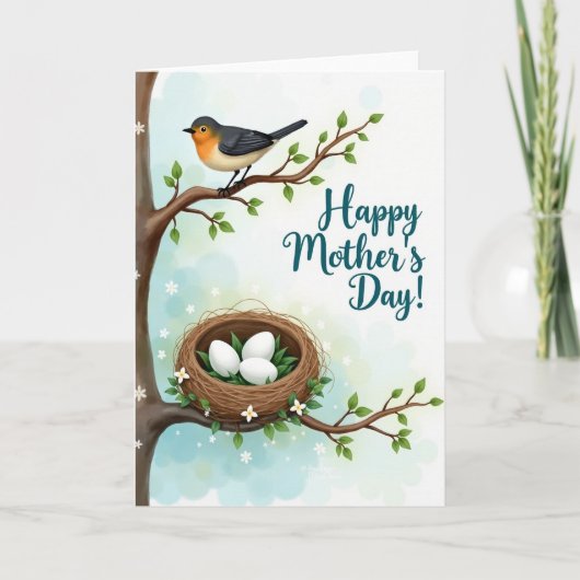 Moederdag Scene Kaart met Vogelnest (Voorkant)