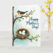 Moederdag Scene Kaart met Vogelnest (Gele Bloem)