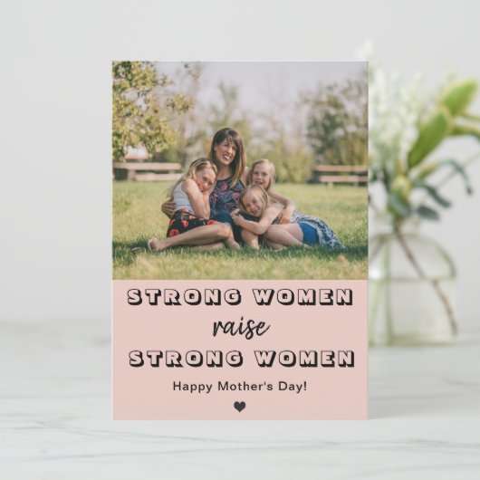 moederdag schattige moeder foto sterke vrouwen ver kaart (Staand voorkant)