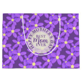 Moederdag Schattige Paarse Bloemen Grote Geschenkt Large Cadeautasje (Voorkant)