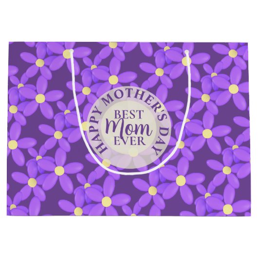 Moederdag Schattige Paarse Bloemen Grote Geschenkt Large Cadeautasje