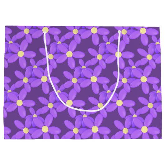 Moederdag Schattige Paarse Bloemen Grote Geschenkt Large Cadeautasje (Achterkant)