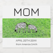 Moederdag Schattigee en gelukkige Keniaanse zebra' Sparkling Wijnetiket (Enkel label)