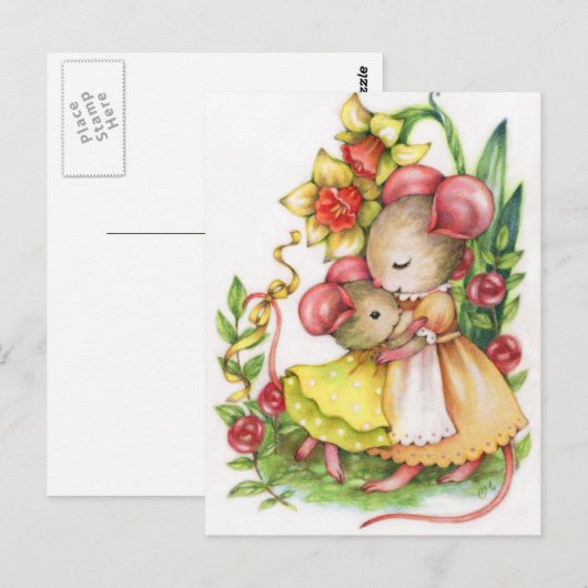 Moederdag Schattigee Knuffel Muis Briefkaart (Voorkant / Achterkant)