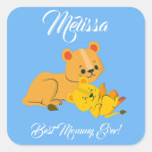 Moederdag Schattigee leeuwen. Vierkante Sticker (Voorkant)