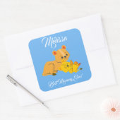 Moederdag Schattigee leeuwen. Vierkante Sticker (Envelop)