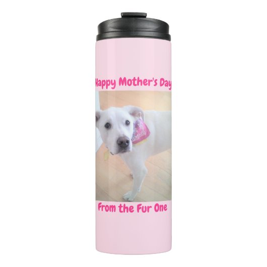 Moederdag Schattigee Sweet White Puppy Dog Roze Thermosbeker (Voorkant)
