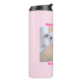 Moederdag Schattigee Sweet White Puppy Dog Roze Thermosbeker (Gedraaid links)