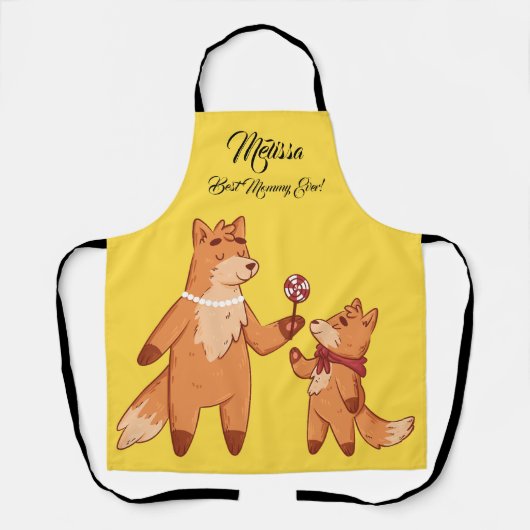 Moederdag Schattigee vossen. Schort (Voorkant)