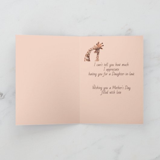 Moederdag schoondochter Fun Giraffe Animal Kaart (Binnen)