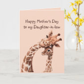 Moederdag schoondochter Fun Giraffe Animal Kaart (Gele Bloem)