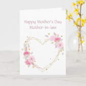 Moederdag schoonmoeder roze bloem hart kaart (Gele Bloem)