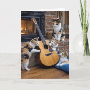 Moederdag Schotse Kat Met Kittens En Gitaar Kaart