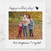 Moederdag Script Calligraphy Aangepaste foto Wijn Etiket (Enkel label)
