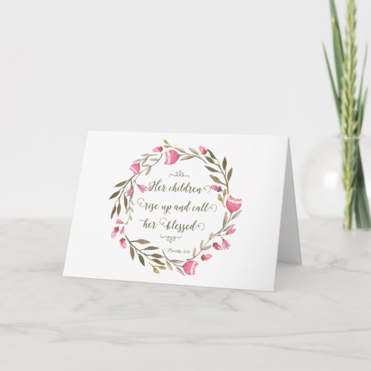 Moederdag Scripture Proverbs 31:28 Kaart (Voorkant)