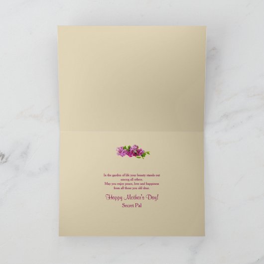 MOEDERDAG - SECRET PAL - Elegant w/lilacs/hart Kaart (Binnen)