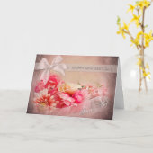 Moederdag - Secret Pal - Roze Bloemen Kaart (Gele Bloem)