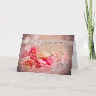 Moederdag - Secret Pal - Roze Bloemen Kaart