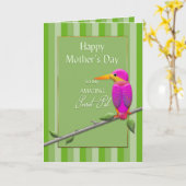 Moederdag, Secret Pal, Tropische Vogelmond Fushsia Kaart (Gele Bloem)