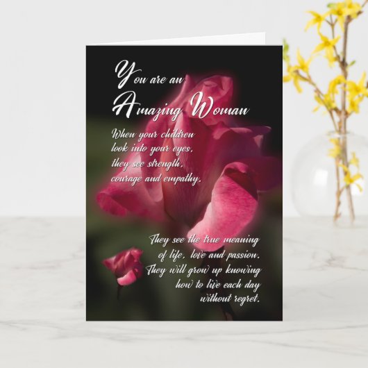 Moederdag Sentimentale Rozen en gedicht Kaart (Gele Bloem)