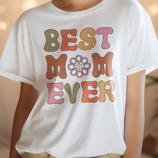 Moederdag Shirt, Roze en Sinaasappel Beste Moeder  T-shirt