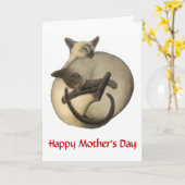 Moederdag Siamese Katten Kaart (Gele Bloem)