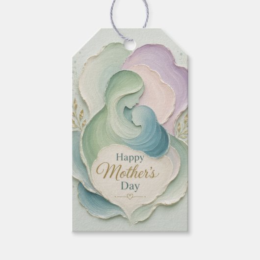 Moederdag Silhouet Moeder Kind Omhelzing Cadeaulabel (Voorkant)