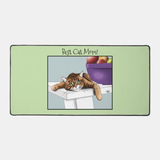 Moederdag Sinaasappel Tabby Cat Bureaumat (Voorkant)