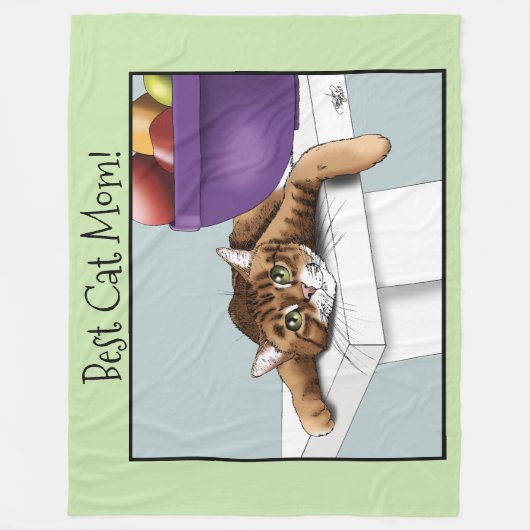 Moederdag Sinaasappel Tabby Cat Fleece Deken (Voorkant)