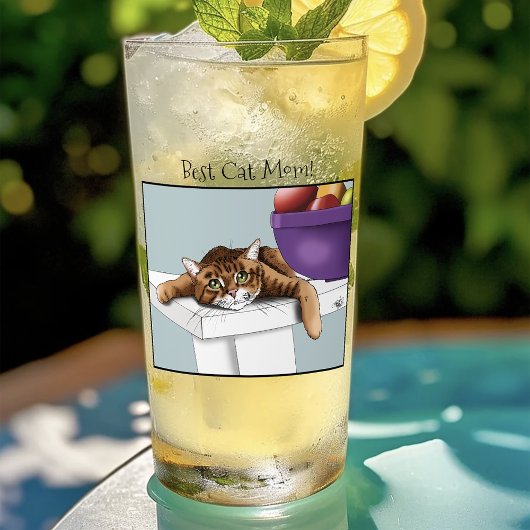 Moederdag Sinaasappel Tabby Cat Glas