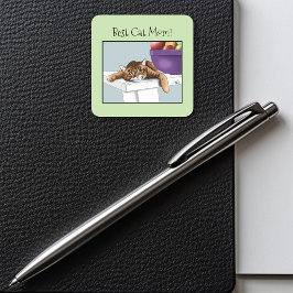 Moederdag Sinaasappel Tabby Cat Vierkante Sticker