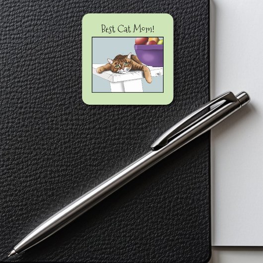 Moederdag Sinaasappel Tabby Cat Vierkante Sticker