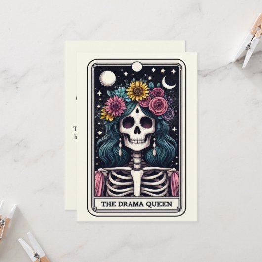 Moederdag Skelet De Drama Queen Tarot Kaart (Voorkant / Achterkant in situ)