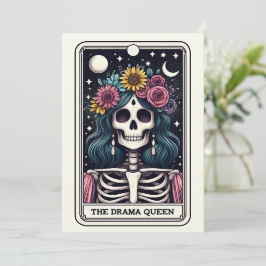 Moederdag Skelet De Dramakoningin Tarot Kaart (Staand voorkant)