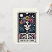 Moederdag Skelet De Dramakoningin Tarot Kaart (Voorkant / Achterkant in situ)
