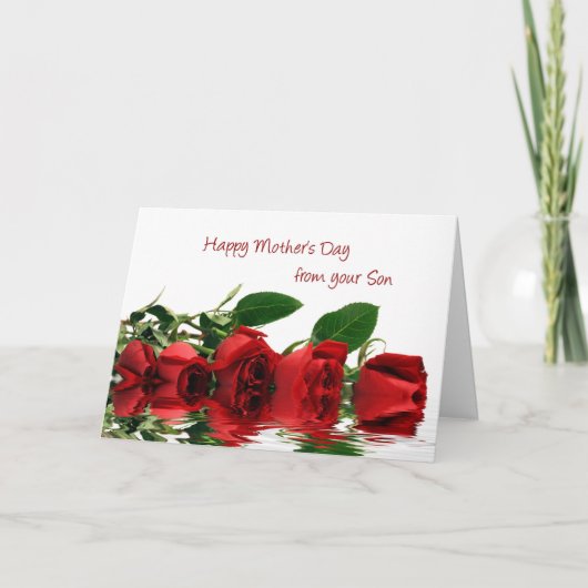 Moederdag Son Red Roses Kaart (Voorkant)