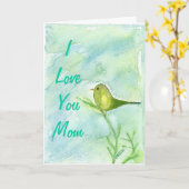 Moederdag Song Bird Wenskaart Kaart (Gele Bloem)
