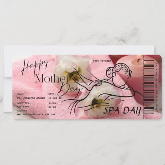 Moederdag Spa Dag Verrassing Voucher Kaart (Voorkant)