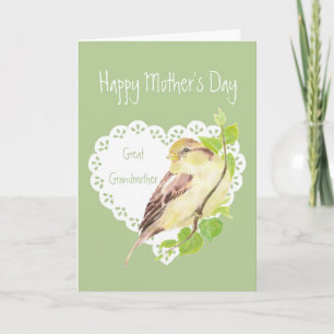 Moederdag Sparrow Bird Great Grandmoeder Kaart