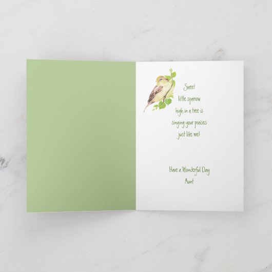 Moederdag Sparrow Bird tante Kaart (Binnen)
