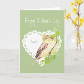 Moederdag Sparrow Bird tante Kaart (Gele Bloem)